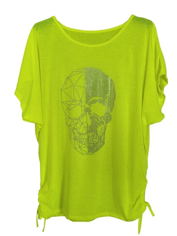 Tshirt neon-gelb "Totenkopf", Gr. 36 - 42/44, 1x verfügbar