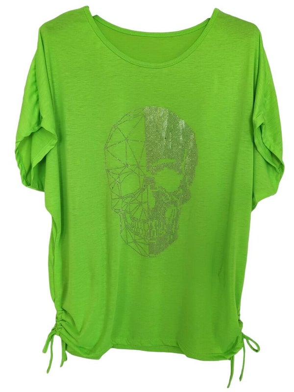Tshirt neongrün "Totenkopf", Gr. 36 - 42/44, 1x verfügbar