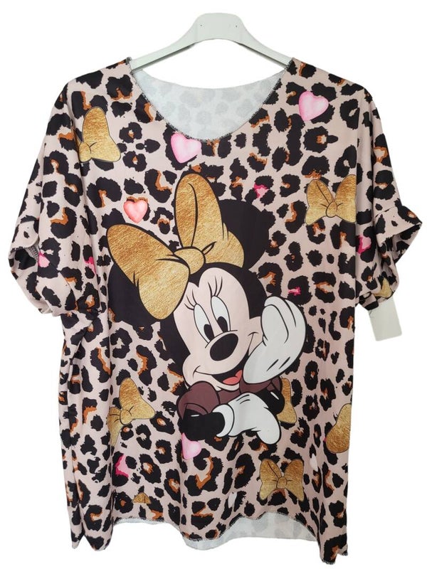 Tshirt "Minnie" leopard (schwarz/weiss/rosa), Gr. 38 - 40/42, 1x verfügbar