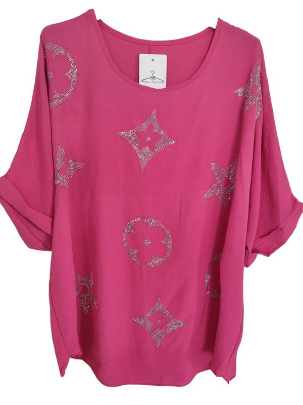 Tshirt pink mit Muster, Gr. 38 - 42, 1x verfügbar