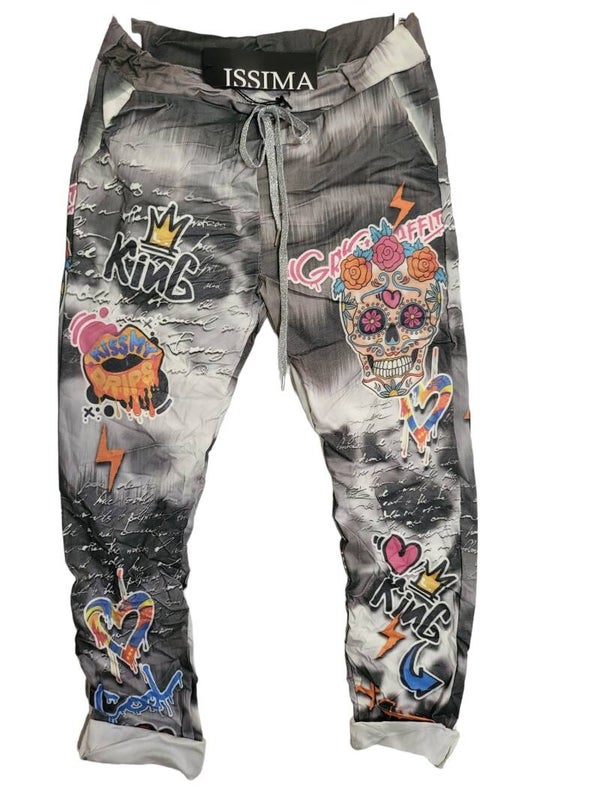 ISSIMA Stretchhose "Totenkopf", Gr. 38/40, 1x verfügbar