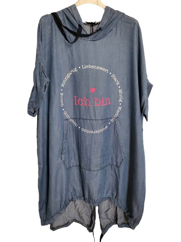 Longshirt dunkelblau "Ich bin", Gr. 38 - 44, 1x verfügbar