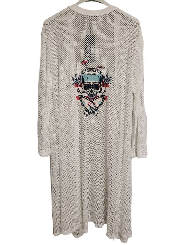 Lochcardigan weiss "Skull", Einheitsgrösse bis 42, 1x verfügbar
