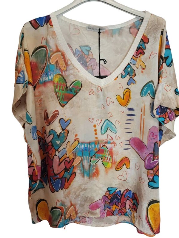Tshirt bunt "Herz", Gr. 36 - 40/42, 1x verfügbar