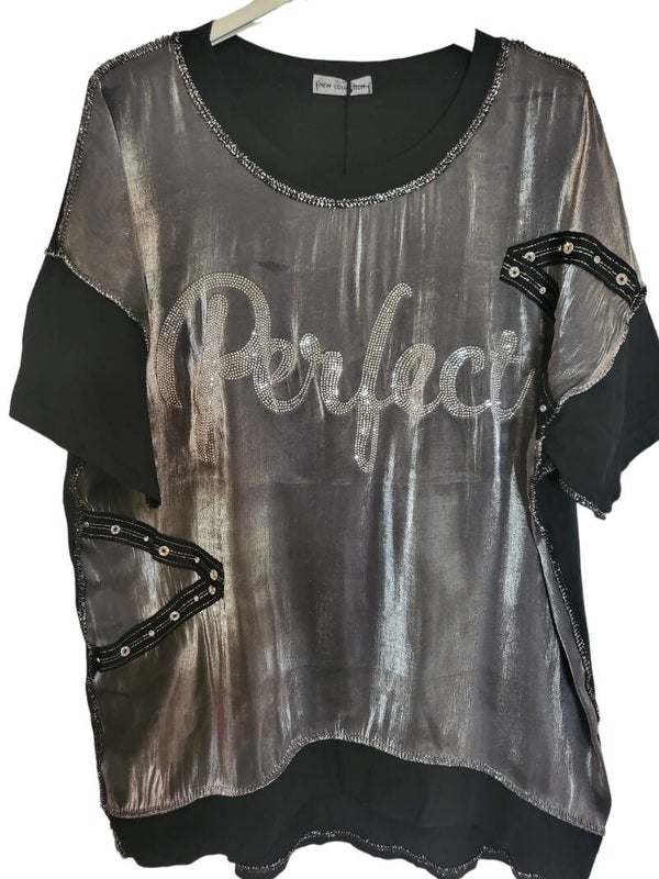 Tshirt schwarz "PERFECT", Gr. 38 - 42, 1x verfügbar