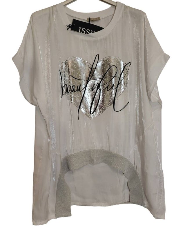 Tshirt weiss mit Herz, Gr. 38 - 42, 1x verfügbar