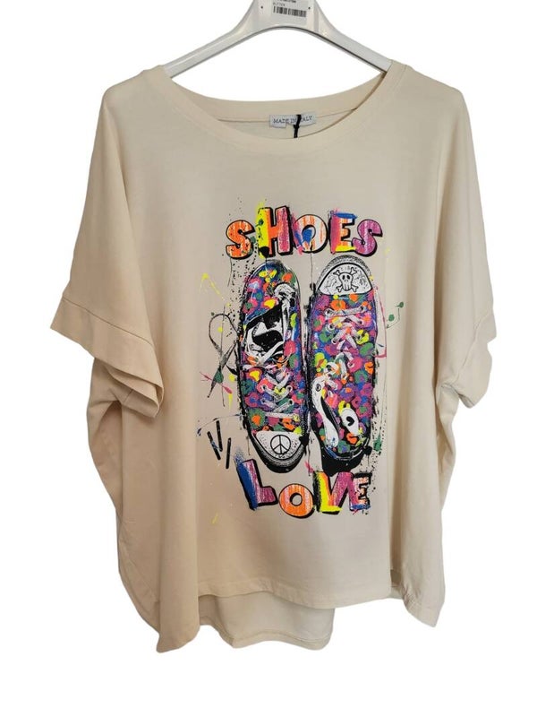 Tshirt beige "Shoes", Gr. 36 - 40, 1x verfügbar