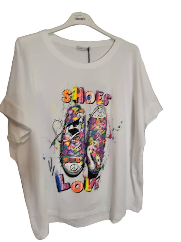Tshirt weiss "Shoes", Gr. 36 - 40, 1x verfügbar
