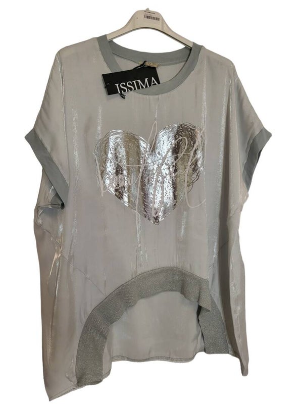 Tshirt hellgrau mit Herz, Gr. 38 - 42, 1x verfügbar