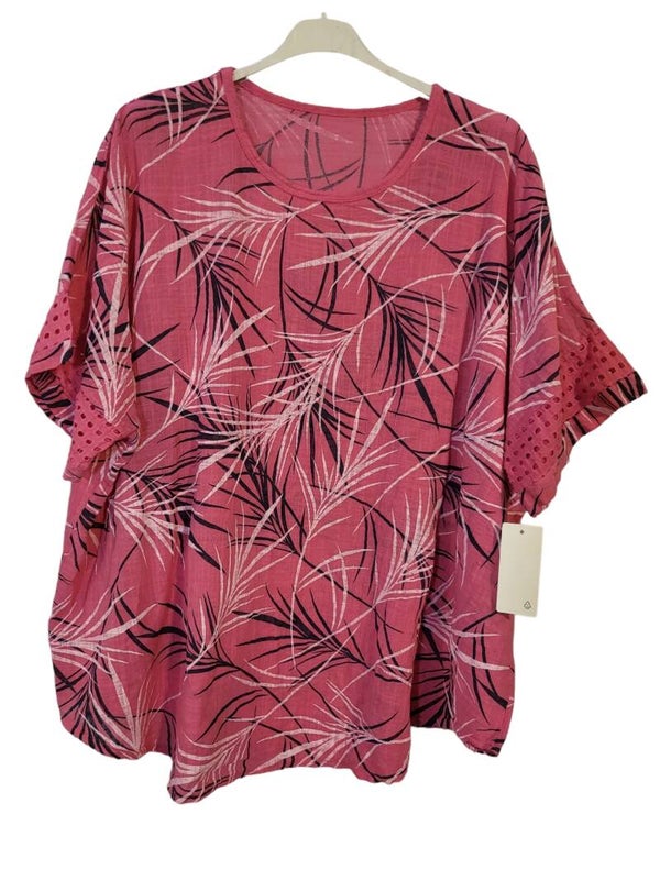 Tshirt pink "Gräser", Gr. 38 - 42/44, 1x verfügbar