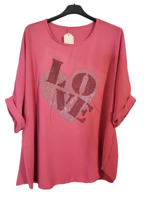 Tshirt pink "LOVE", Gr. 38 - 42/44, 1x verfügbar