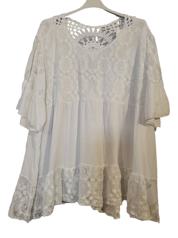 Spitzenshirt weiss, Gr. 38 - 44, 1x verfügbar