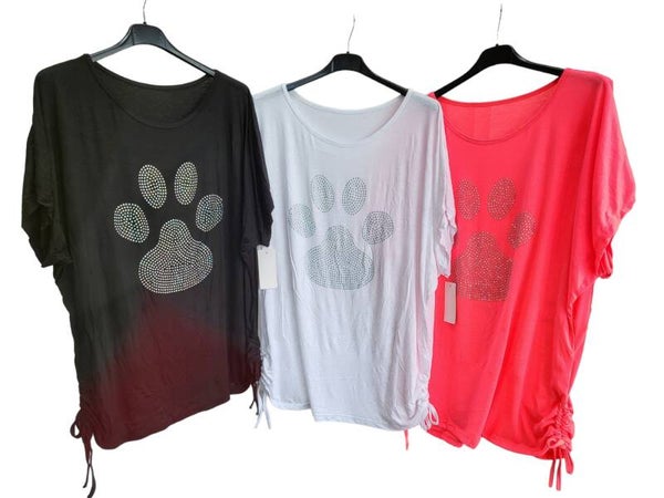 Tshirt schwarz mit Glitzerpfote, Gr. 36/38 - 40/42, 1x verfügbar