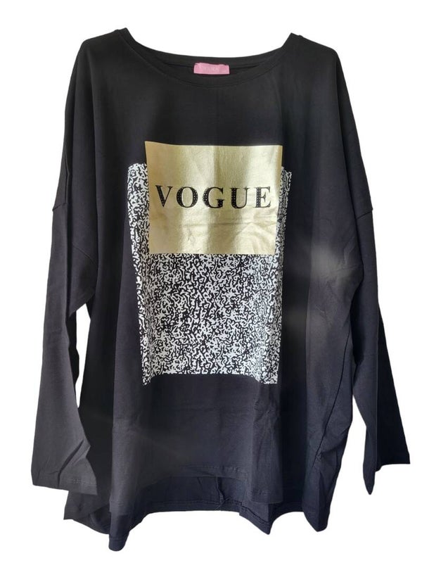 Langarmshirt schwarz "Vogue", Gr. 50 - 1x verfügbar