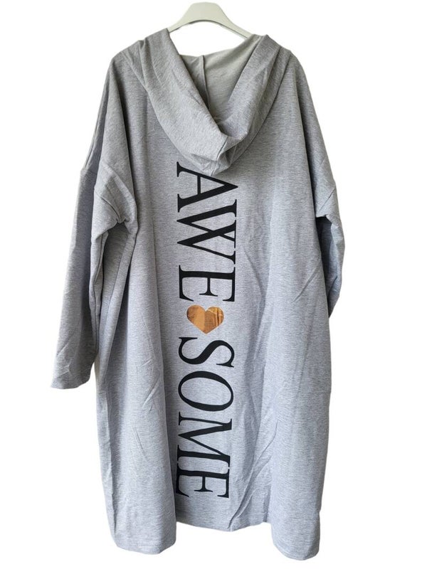 Cardigan grau "AWESOME", Gr. 48, 1x verfügbar