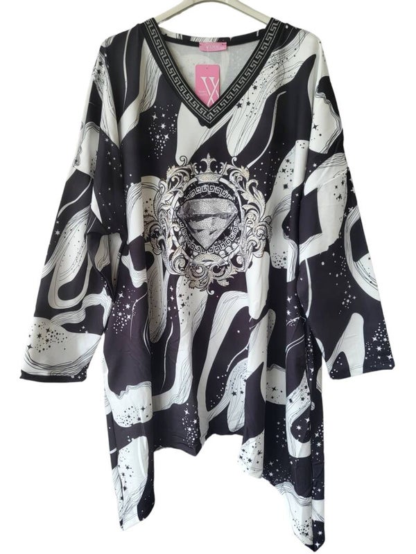 WAWA Longshirt schwarz/weiss "Diamond', Gr. 48, 1x verfügbar