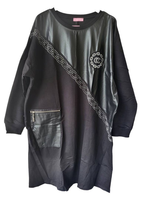 WAWA Longshirt schwarz "Bling bling" diagonal, Gr. 48, 1x verfügbar