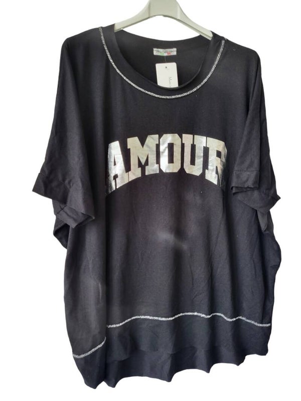Tshirt schwarz "AMOUR", Gr. 38 - 42/44, 3x verfügbar