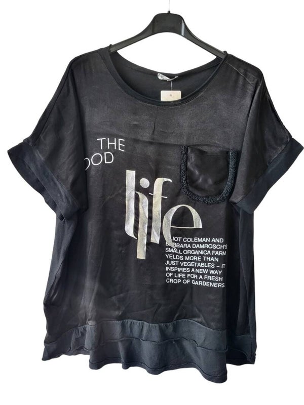 Tshirt schwarz "Life", Gr. 38 - 42, 1x verfügbar