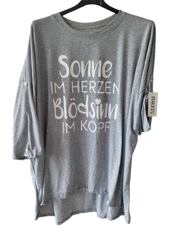 Shirt grau "Sonne im Herzen...", Gr. 38 - 42/44, 1x verfügbar