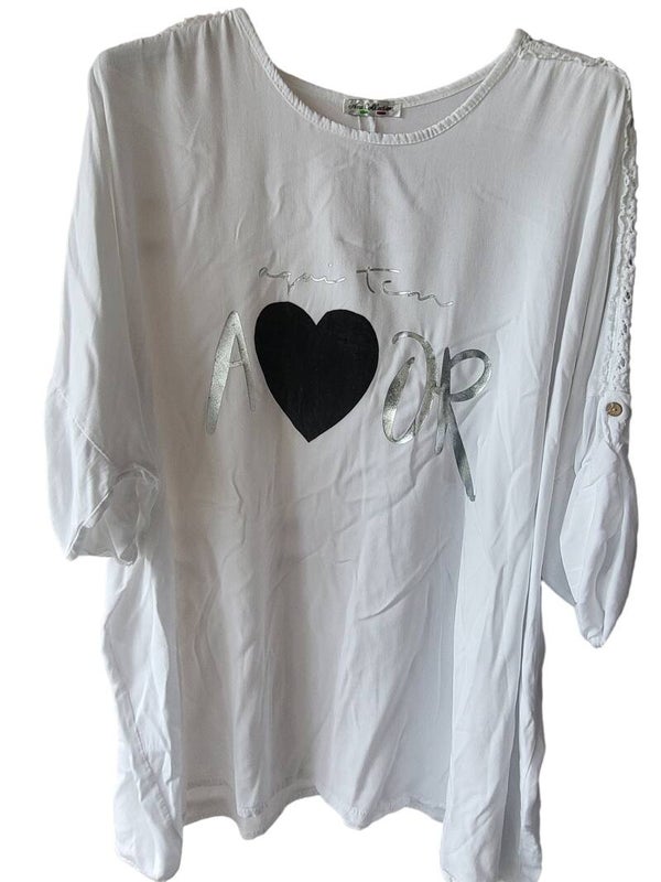 Tshirt weiss "AMOR", GR. 38 - 42/44, 2x verfügbar