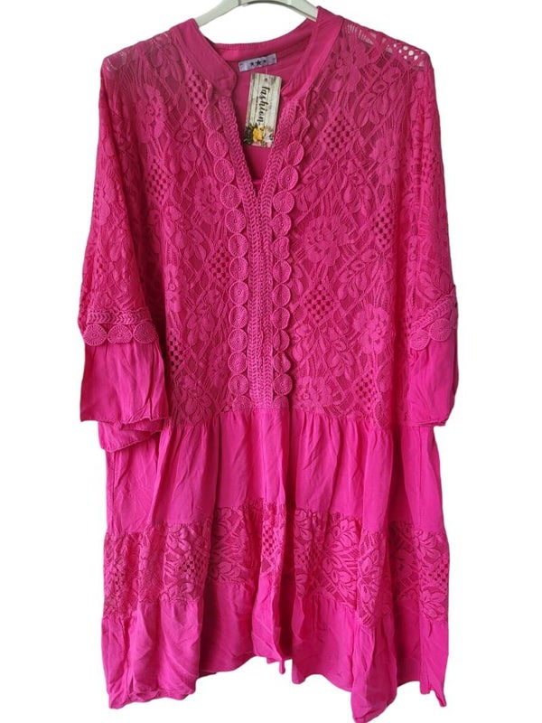 Tunika pink mit Spitze, Gr. 38 - 42/44, 1x verfügbar