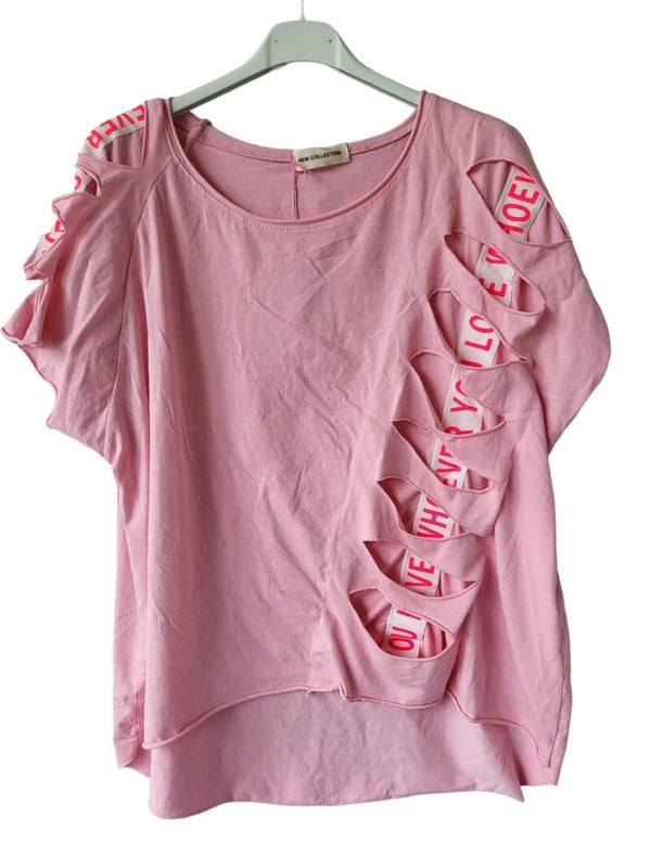 Tshirt rosa mit Schlitzen, Gr. 36/38 - 42, 1x verfügbar
