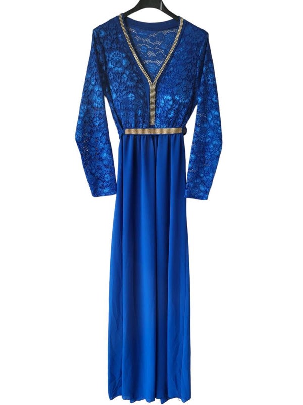 Abendkleid blau mit Spitze, Gr. 38 - 42, 1x verfügbar
