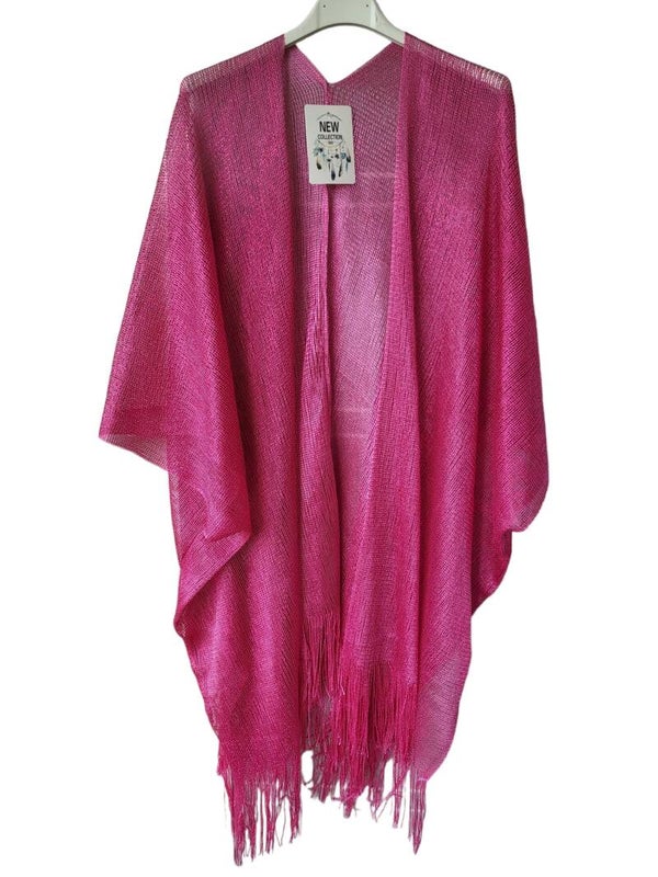 Poncho pink mit Fransen, Gr. onesize, 1x verfügbar