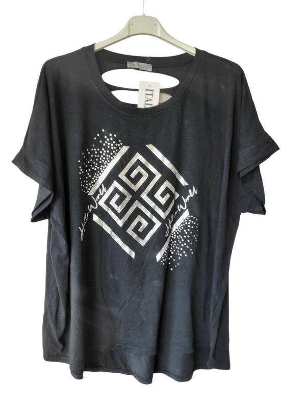 Tshirt schwarz "Quadrat", Gr. 38 - 42, 1x verfügbar