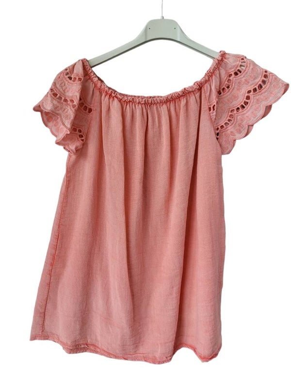 Romantikshirt lachs, Gr. 36 - 40, 1x verfügbar