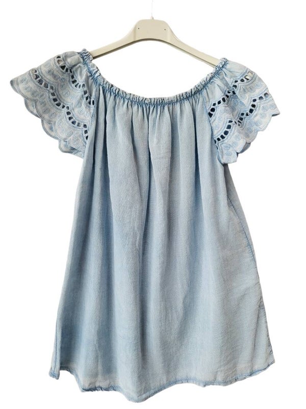 Romantikshirt hellblau, Gr. 36 - 40, 1x verfügbar