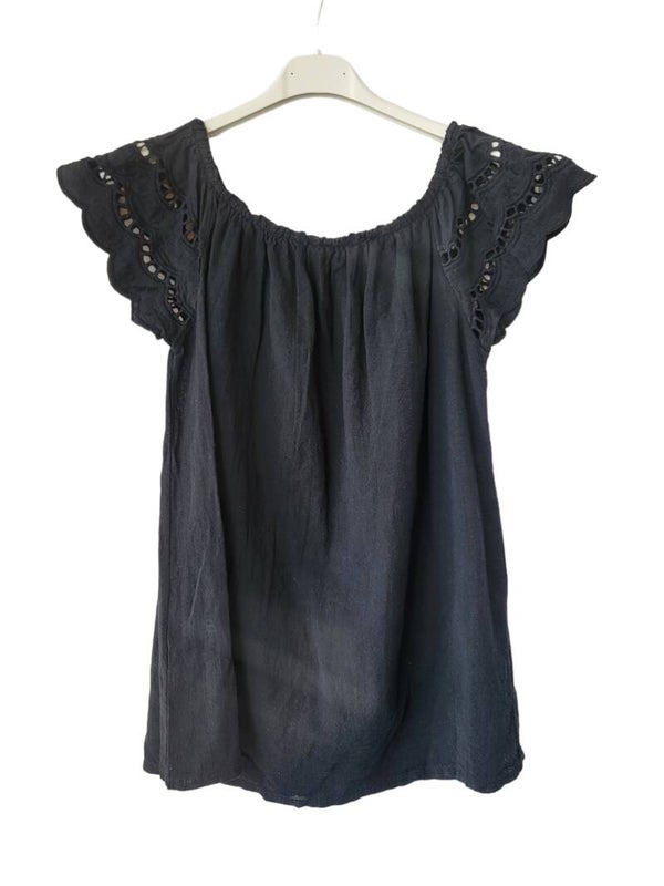 Romantikshirt schwarz, Gr. 36 - 40, 1x verfügbar