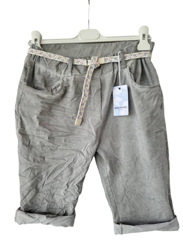 Stretchhose grau kurz mit Gurt, Gr. 36 - 40/42, 2x verfügbar