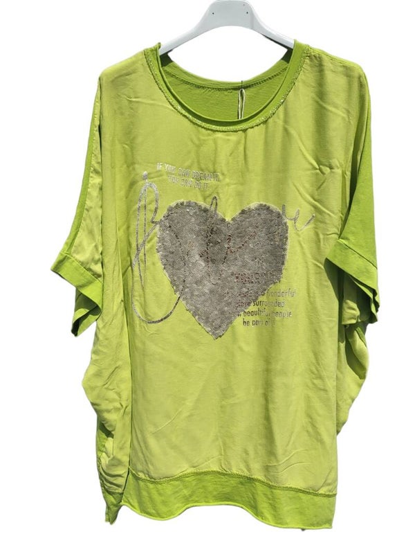 Tshirt apfelgrün "If you can...", Gr. 38 - 42/44, 1x verfügbar
