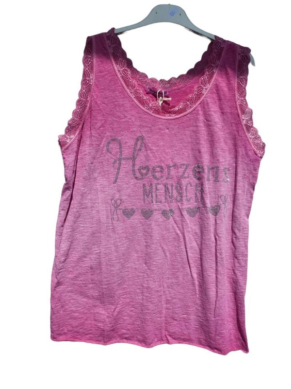 Spitzenshirt pink "Herzensmensch", Gr. 38 - 42, 1x verfügbar