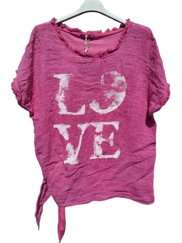 Knotenshirt pink "LOVE", Gr. 38 - 42, 1x verfügbar