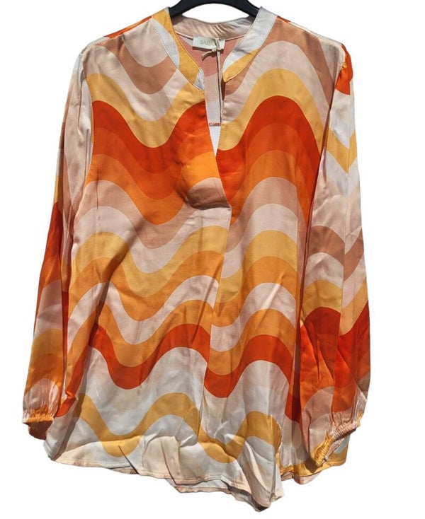 Bluse orange/rot, Gr. 38 - 42, 1x verfügbar