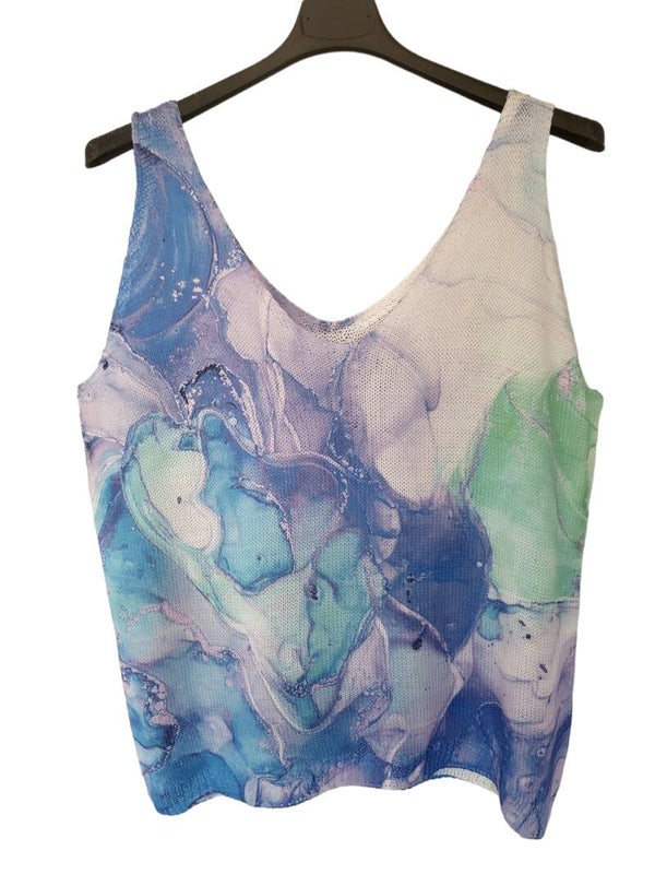 Top violett "Marmor", Gr. 38 - 40/42, 1x verfügbar