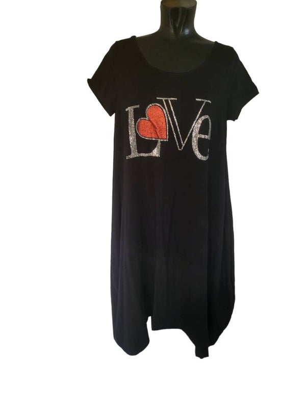 Glockenkleid schwarz "LOVE", Gr. 38 - 42/44, 1x verfügbar