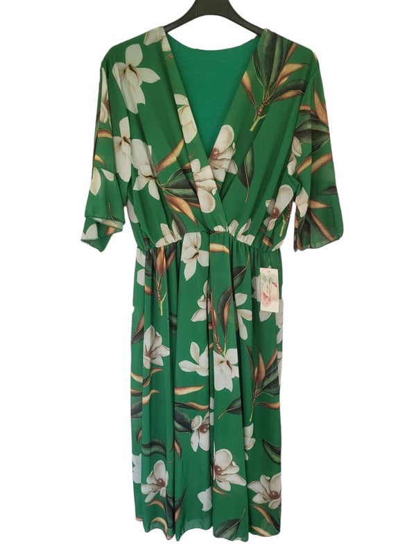 Sommerkleid grün mit Blumen, Gr. 38 -42/44, 1x verfügbar