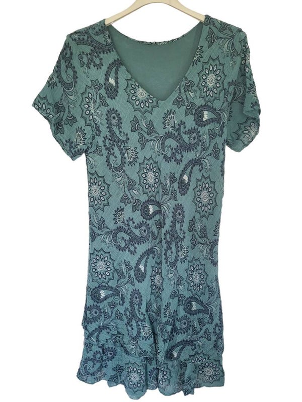 Kleid türkis mit Blumen, Gr. 36 - 40/42, 1x verfügbar
