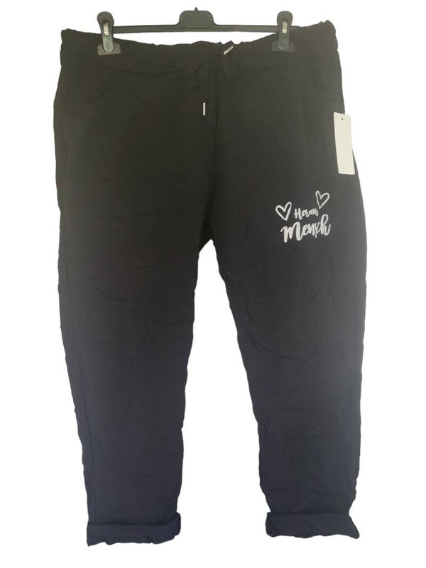 Stretchhose schwarz "Herzensmensch", Gr. 44 - 46, 1x verfügbar