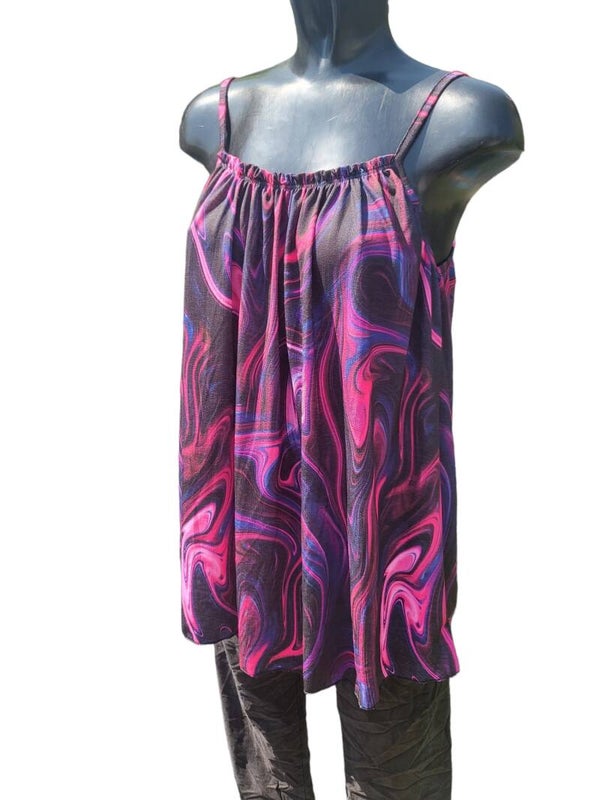 Trägertop pink/blau/schwarz, Gr. 38 - 42, 1x verfügbar