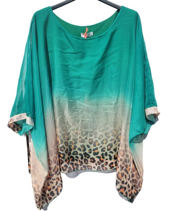 Tunika-Shirt grün "Leopard", Gr. 38 - 42, 1x verfügbar
