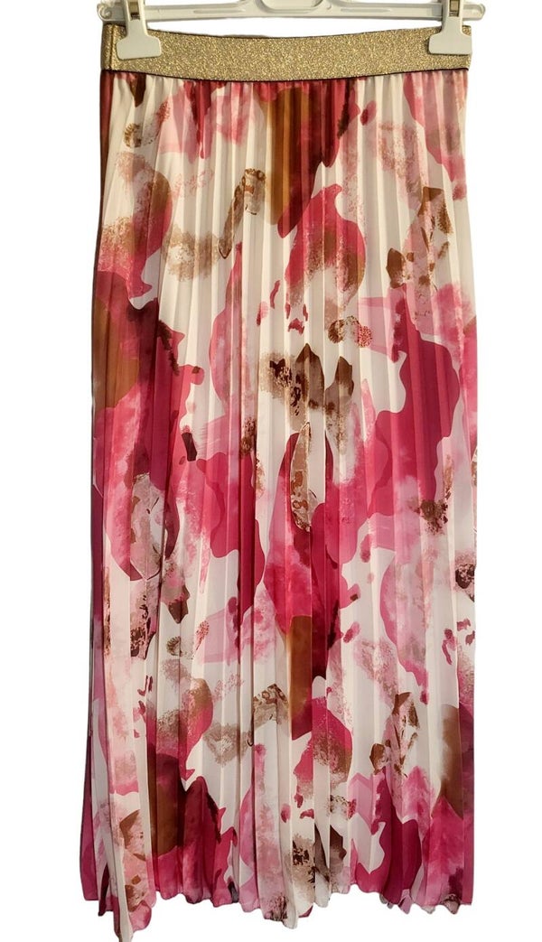 Plisseejupe pink/beige, Gr. 34 - 38, 1x verfügbar