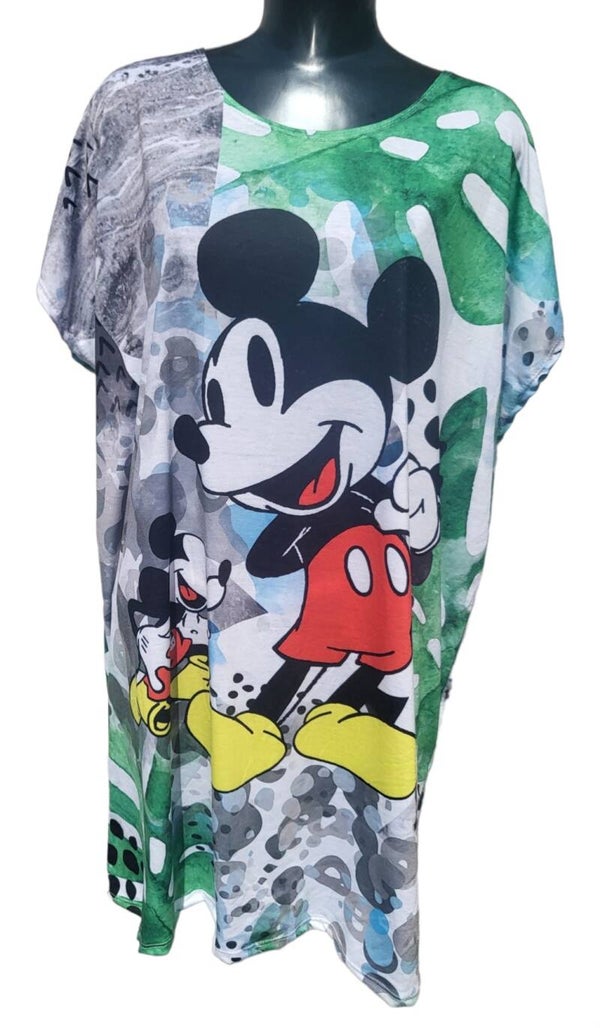 Longshirt grün "Mickey Maus", Gr. 38 - 44, 1x verfügbar