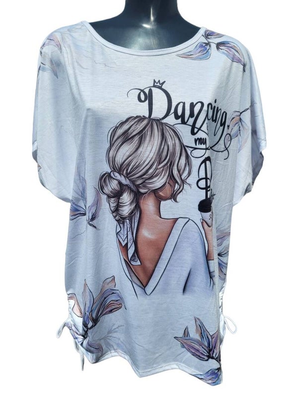 Shirt weiss "Dancing", Gr.38 - 42/44, 1x verfügbar