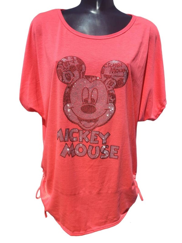 Shirt neonpink "Mickey Maus", Gr. 38 - 42/44, 1x verfügbar
