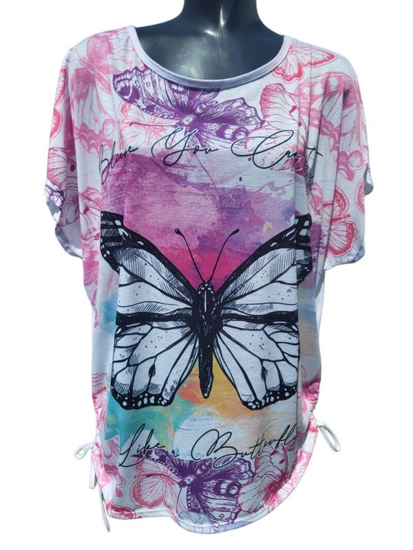 Shirt weiss "Schmetterling", Gr.38 - 42/44, 1x verfügbar